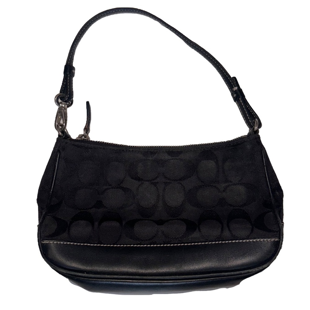 VTG COACH MONOGRAM MINI BLACK PURSE Y2K with strap small tear on side